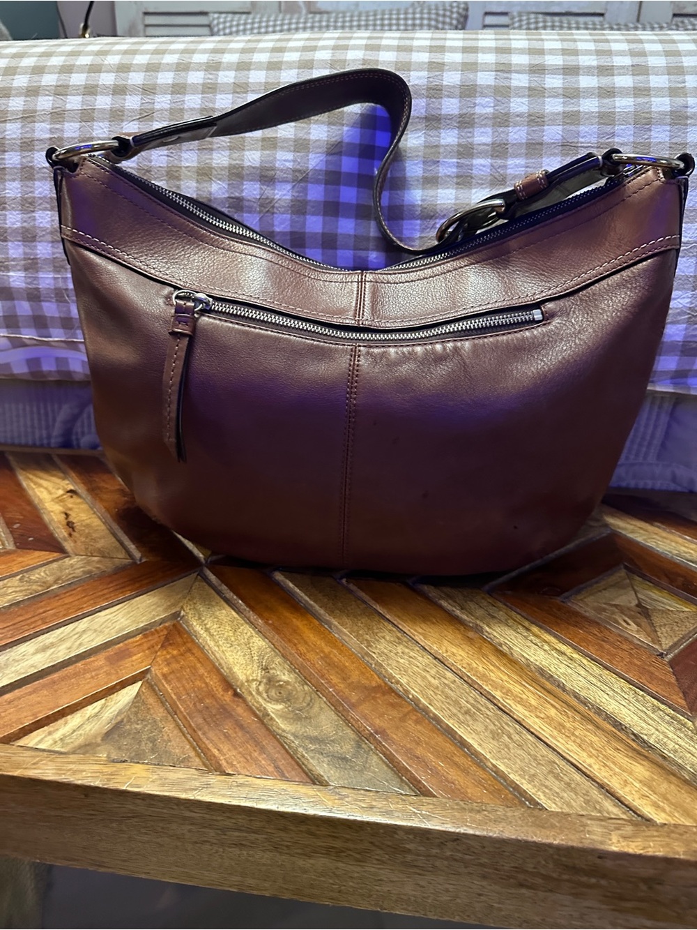 Coach Brown Leather Shoulder Hobo Bag with Matching Wallet - Picture 3 of 15